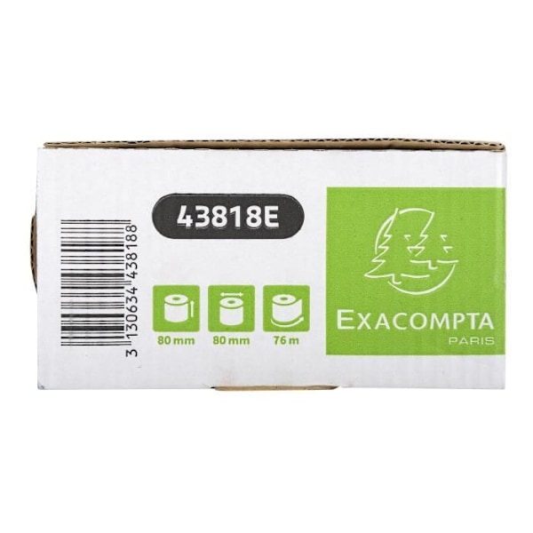 Kassakassett för kassakvitton - Exacompta - 80x80mm - 76m - 1 termisk vik - Utan fenol