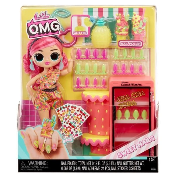 LOL. Surprise OMG Sweet Nails™ - Nail bar - Pinky Pops Fruit Shop modedocka - Frukttema - från 4 år och uppåt
