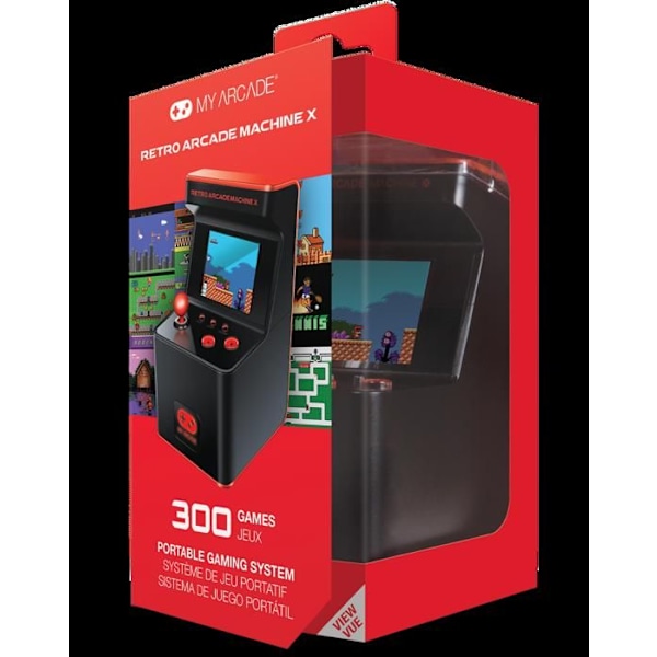Bärbar konsol - My Arcade - Retro Machine X - 300 videospel - Svart & Röd Svart röd