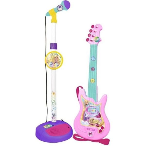 BARBIE Mikrofon och gitarr set Rosa och mångfärgad