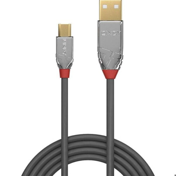 USB 2.0 typ A till Micro-B-kabel - LINDY - Cromo Line - 2m - Dubbelskärmade, 24 karats guldpläterade kontakter
