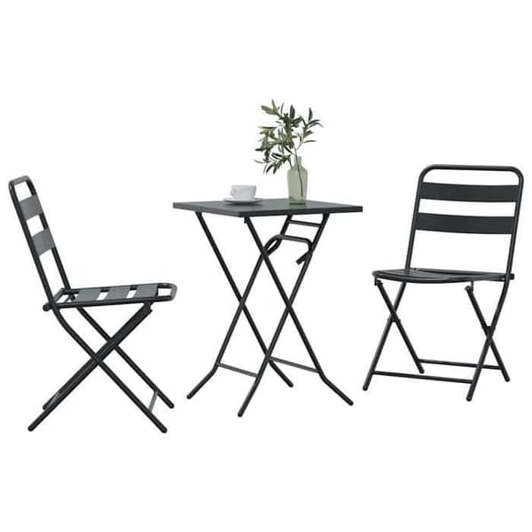 vidaXL Bistroset för trädgård 3 delar Antracit Stål 42010318