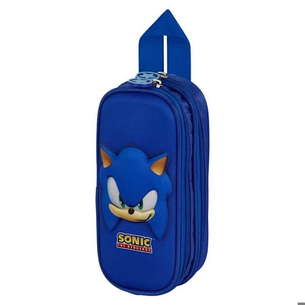 Trousse Dubbel 3D - Sonic Face - Blå - En Storlek Blå