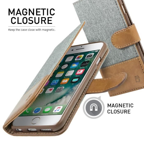BEZ TT1-G6G iPhone 6-fodral, iPhone 6S-fodral, skyddande läder iPhone 6 - 6S-fodral, PU-läderfodral, krok,