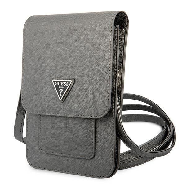 Guess Wallet Saffiano Triangle-logotyp telefonväska (grå) - 3666339050504