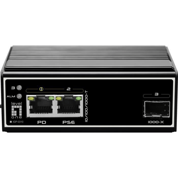 LEVELONE IGP-0310 Gigabit Ethernet nätverksswitch - 2 portar - PoE-stöd - väggmontering Svart