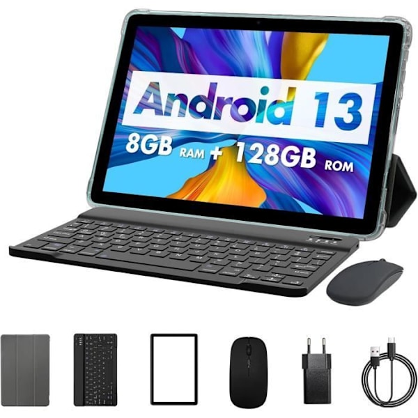 Tablett PRITOM P30H 10 tum Android 13, 8GB RAM, 128GB ROM, Expandable 1TB, 8000mAh, WiFi-tablett, Octa-Core-processor, Teal