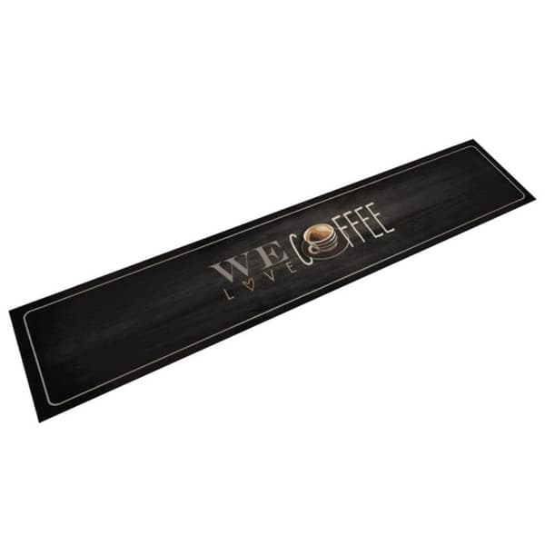 Tvättbart köksmatta text Kaffe 60x300 cm sammet