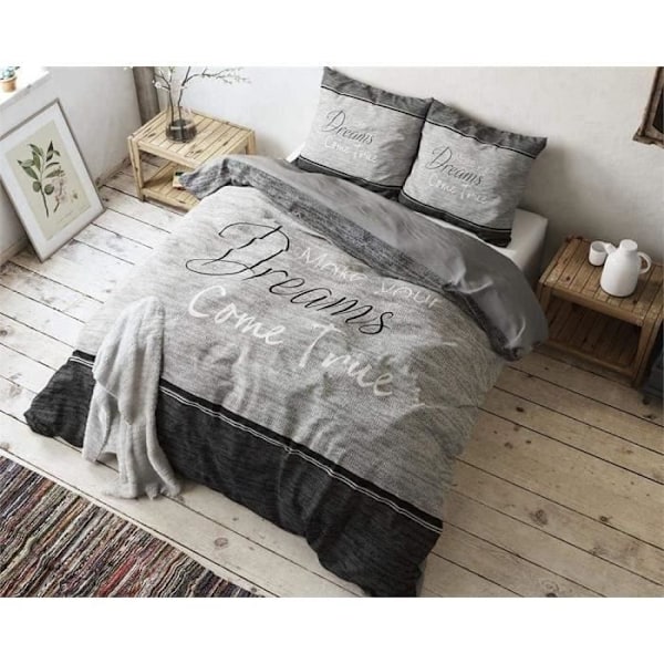 Sängkläder - SOVA TID - Äkta Drömmar - 220x240 cm - 100% Bomull - Grå Grå