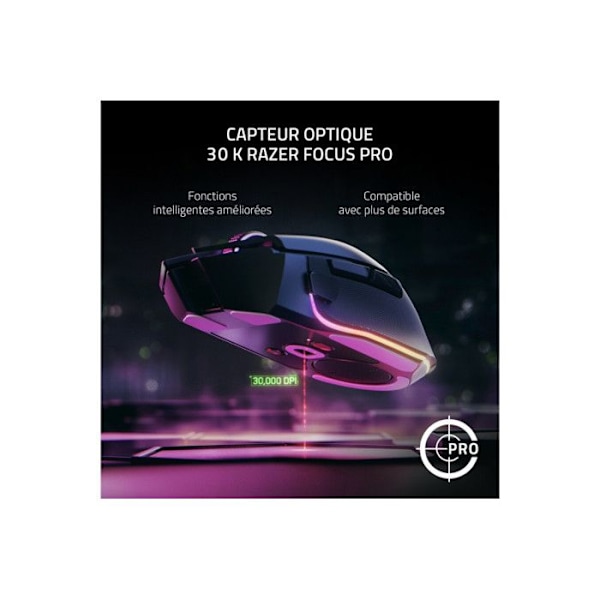 Spelmus - Razer - Basilisk V3 Pro - Trådlös - Anpassningsbar RGB - 30K DPI