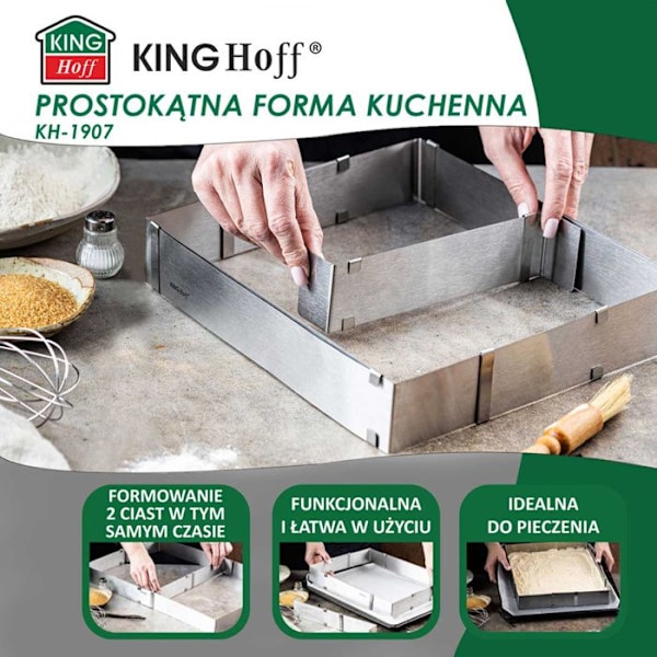 Kakform - KINGHOFF - KH-1907 - Rektangulär - Justerbar - Rostfritt stål