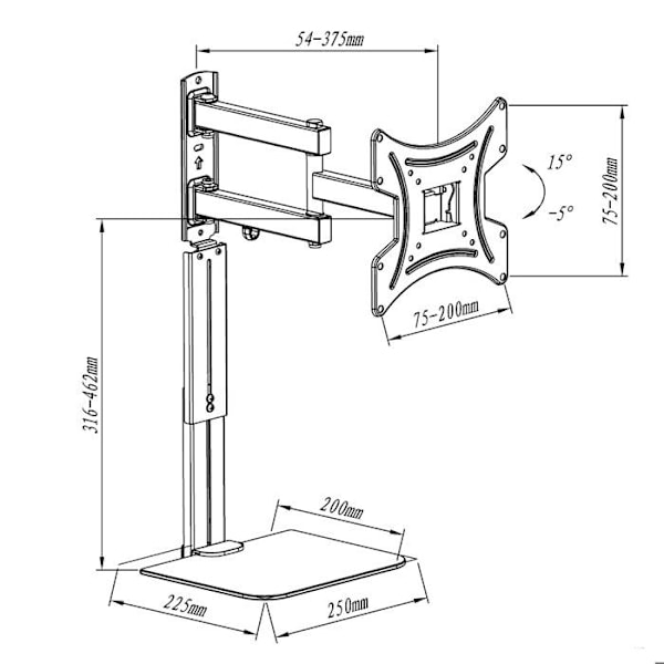 Stöd TV - Maclean - MC-771A - 23" till 43" - Justerbar lutning - Max belastning 25 kg