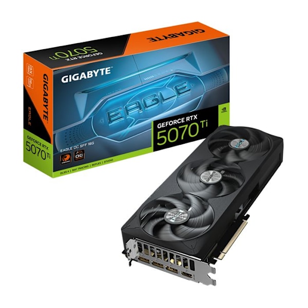 Grafikkort - GIGABYTE - GeForce RTX 5070 Ti EAGLE OC SFF - 16 GB GDDR7 - PCI-E 5.0 - NVIDIA DLSS 4 Svart