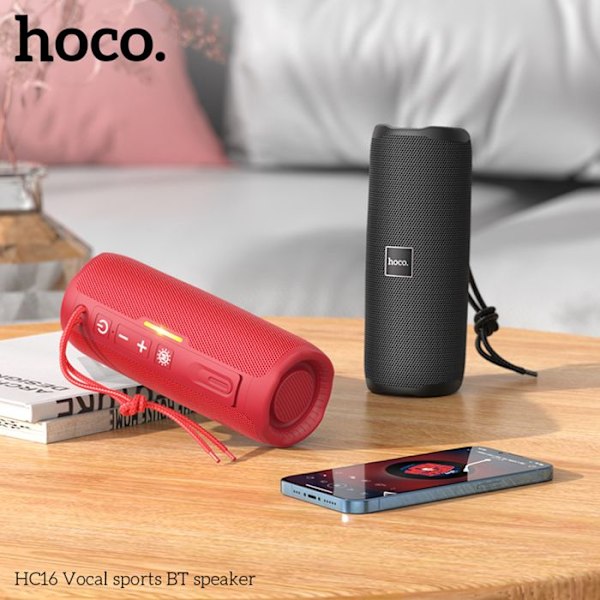 Bärbar högtalare - Hoco - Vocal HC16 - Bluetooth 5.3 - 10 W - Vattentålig Röd