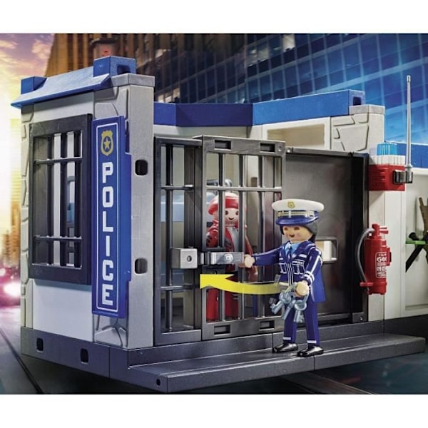 PLAYMOBIL 70568 Polisstation och inbrottstjuv, City Action the Policemen, För barn från 4 år och uppåt Blå