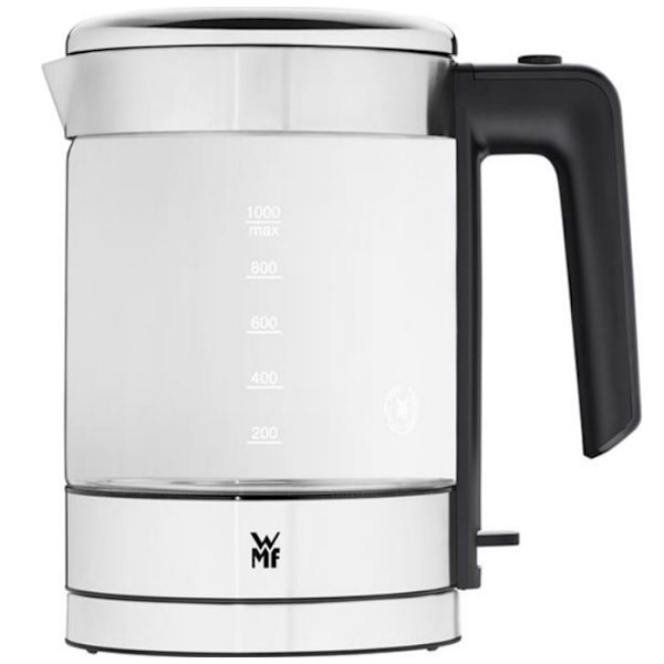 WMF KÜCHENminis Vattenkokare - Svart, Transparent - 1 L - 1900 W - Glas - Knappar - Anti-kalksystem Svart, klar