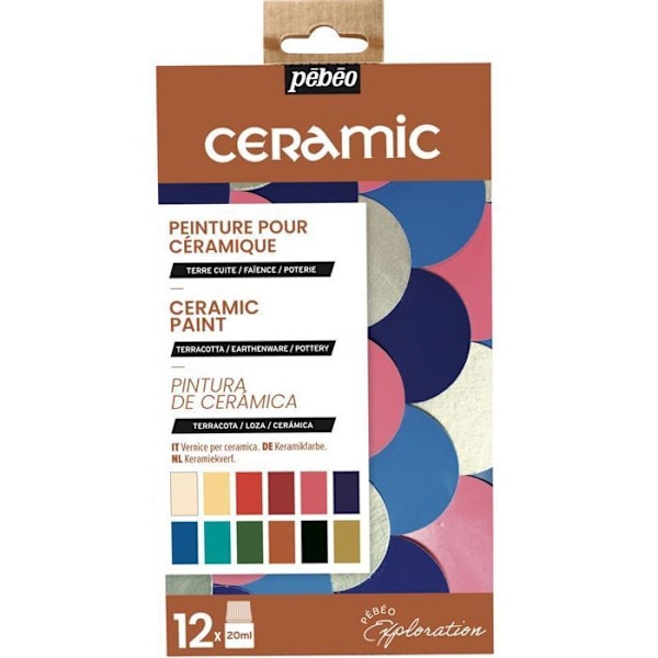 Set med 12 keramiska färger - 12 x 20 ml Flerfärgad