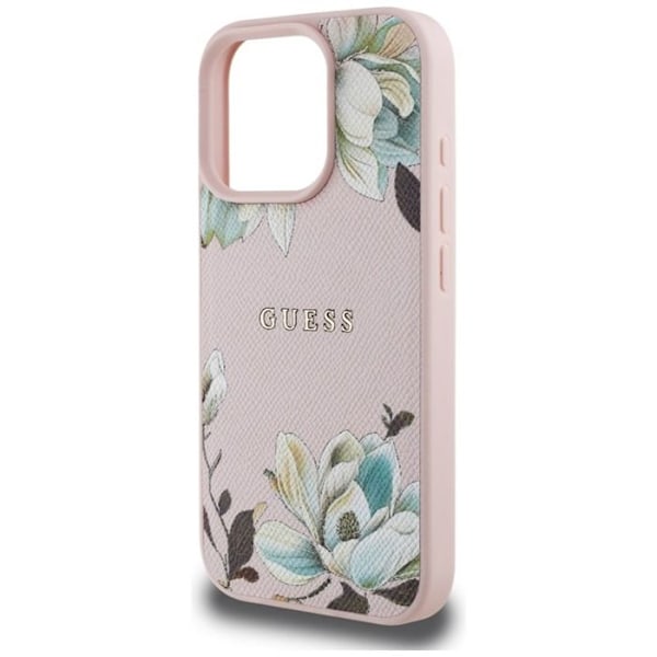 Coque Guess Grained Flower Printed MagSafe för iPhone 16 Pro (rosa) rosa