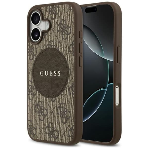Coque Guess 4G Circle Classic Logo MagSafe för iPhone 17 - Brun Brun