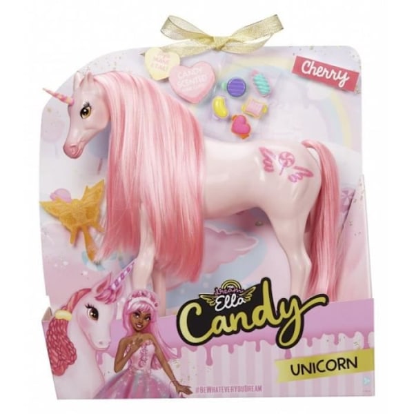 MGA Entertainment MGA Dream Ella Candy Unicorn - CHERRY - Pink Glitter Unicorn med 5 formade doftande hårklämmor