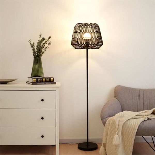 TIMBER PEARL-Golvlampa Metall H154cm Svart Pauleen H 154cm / Ø 25cm / Skärm Ø 40cm