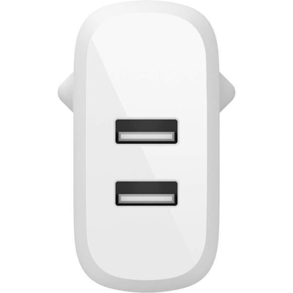 Belkin surfplatta kontakter och laddare 2 USB-A-portar nätladdare, 24W med Lightning-kabel Vit