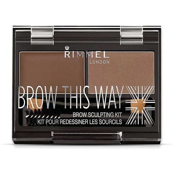 Rimmel - 34666640002 - Brow This Way Kit för att Omforma Brynen Mörkbrun, Puder 0,04 Ounce, Vax 0,03 Ounce