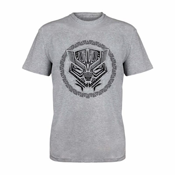 Popgear T-shirt - WAK00425MTS06XL - Marvel Black Panther Tribal Pattern Mask Trendig T-shirt herr Grå XL