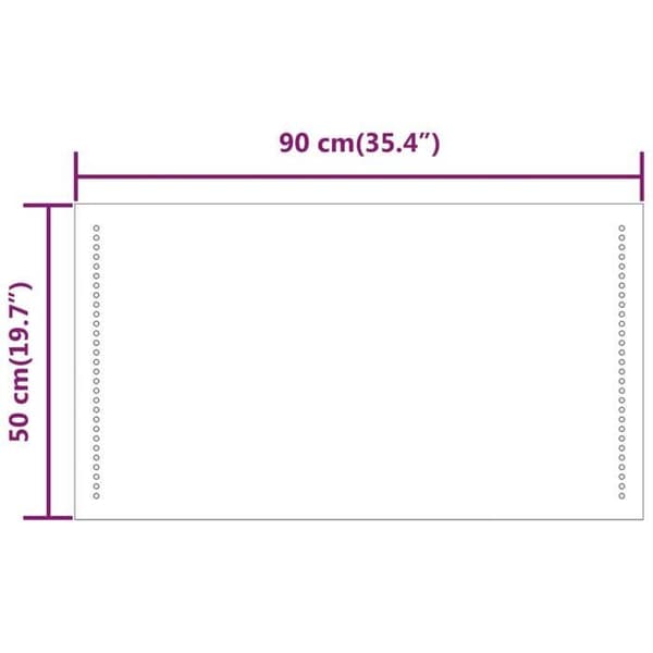 vidaXL LED-badrumsspegel 90x50 cm 151732
