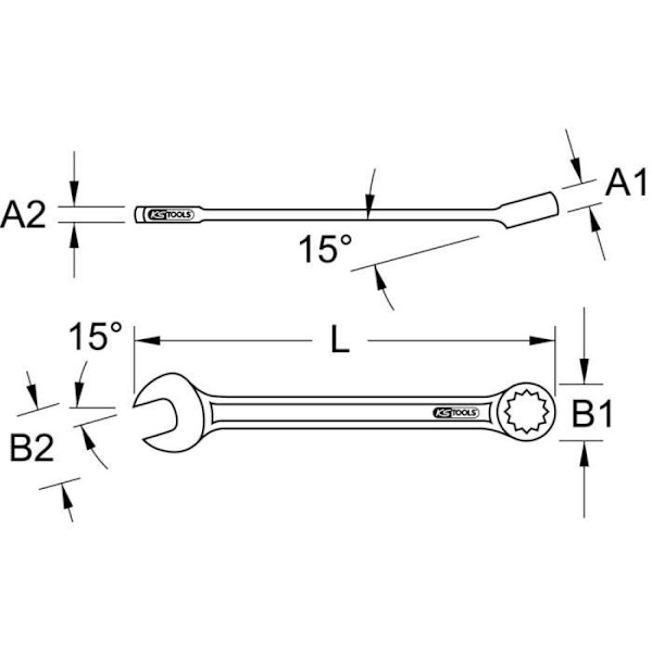 Spel av 25 blandnycklar - KS TOOLS - 922.0075 - Blandnycklar i metriskt mått i väska - 6 till 34 mm - Gaffelvinkel 15°