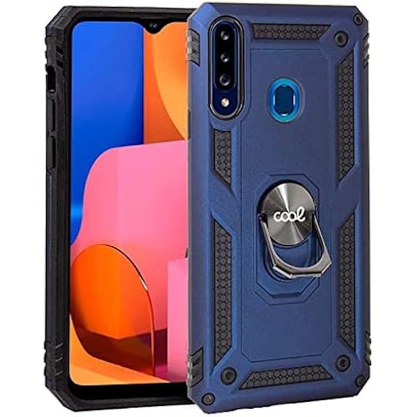 Coque - COOL - Samsung A207 Galaxy A20s - Ultra resistent - Styv - Integrerad ring blå