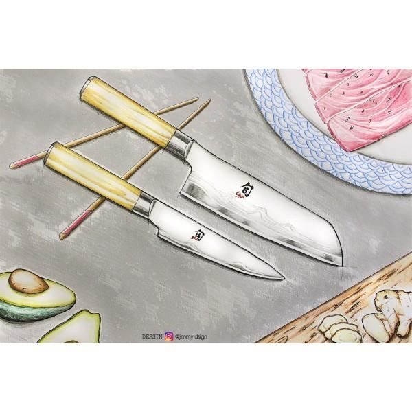 Kai Shun Classic Vit brödkniv 23cm damastblad Trä