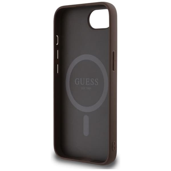 Coque Guess 4G Ring Classic Logo MagSafe för iPhone 16e - Brun Brun