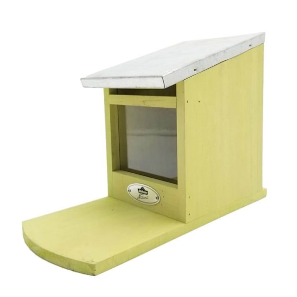Dehner - 6928477 - Natura Matbord för ekorrar, Ungefär 12,5 x 18,5 x 25 cm, Tallträ/plexiglas, Grön