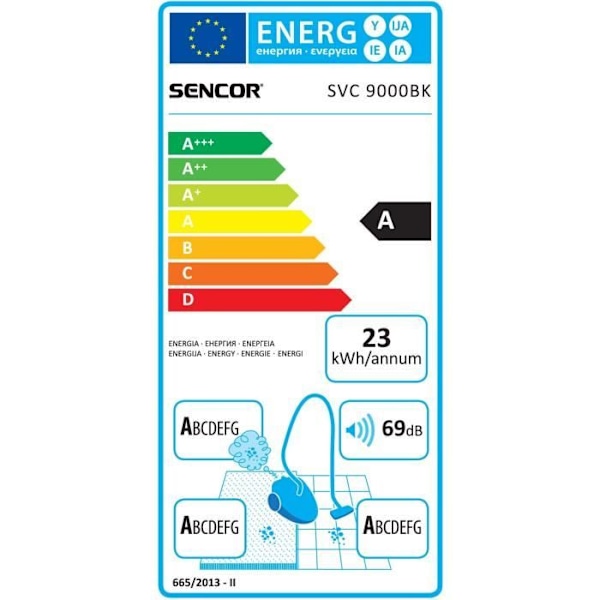 Kapseldammsugare med påse - SENCOR - SVC 9000BK - 800 W - 69 dB - 4 L - Svart Svart
