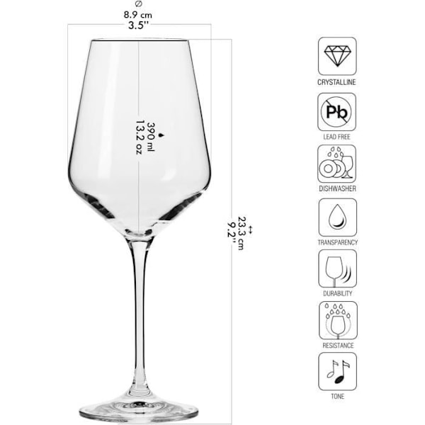 Vitt glas för vitt vin - KROSNO - Avant-Garde - Set med 6 - Kristallglas - 390 ML Transparent