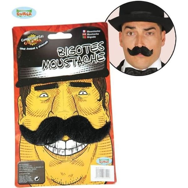 Svart Mustasch Kostym - Vuxen - Herr