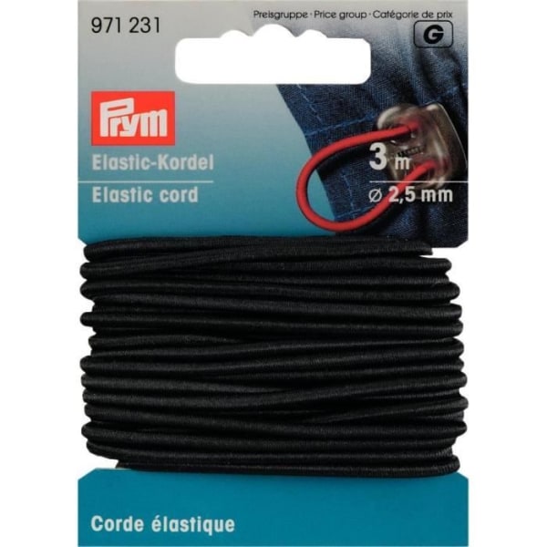 PRYM Elastic Cord 2,5 mm Svart Svart