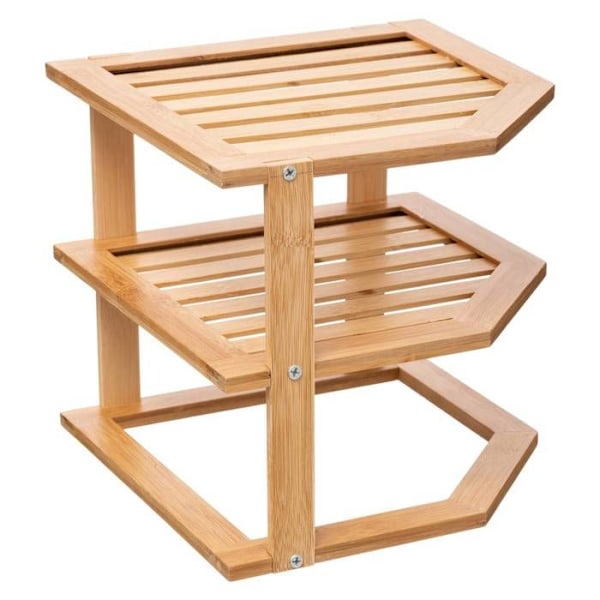 Hörnhylla - 5five - 2 nivåer - Bambu - Brun - Lätt att montera Beige