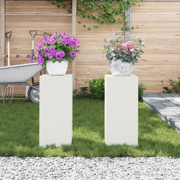 Stöd för utomhusväxter - vidaXL - Vit - Stål - 24x24x55 cm (set om 2) Vit