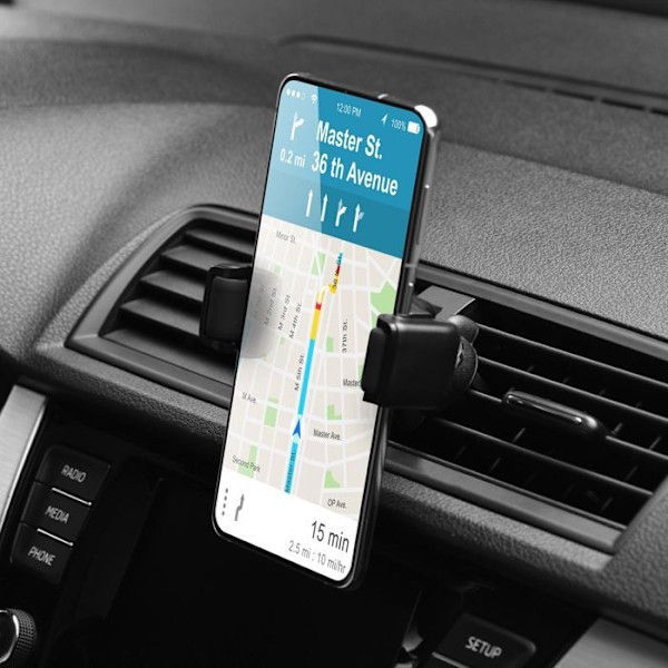 Stöd för FORCELL CARBON H-CF509 bil för smartphone upp till 6,7" - 360° rotation - Monteringsgaller. Svart