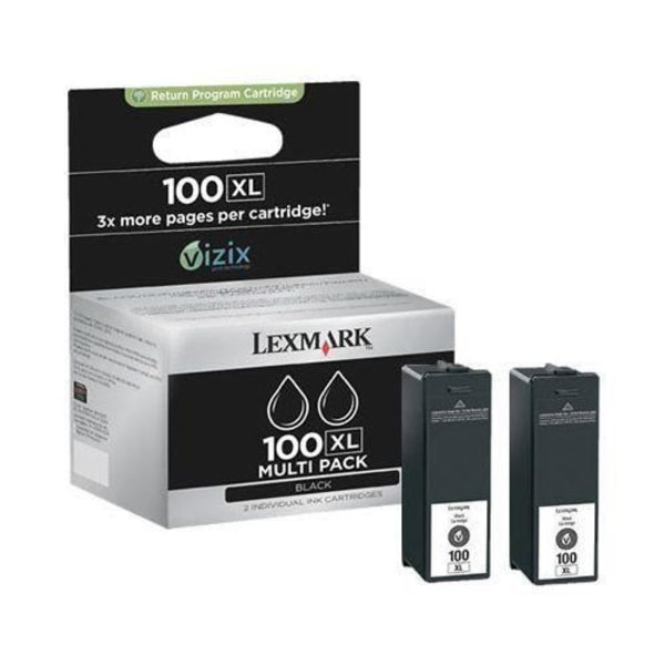 Lexmark 100XL Original bläckpatron Förpackning med 2 svarta