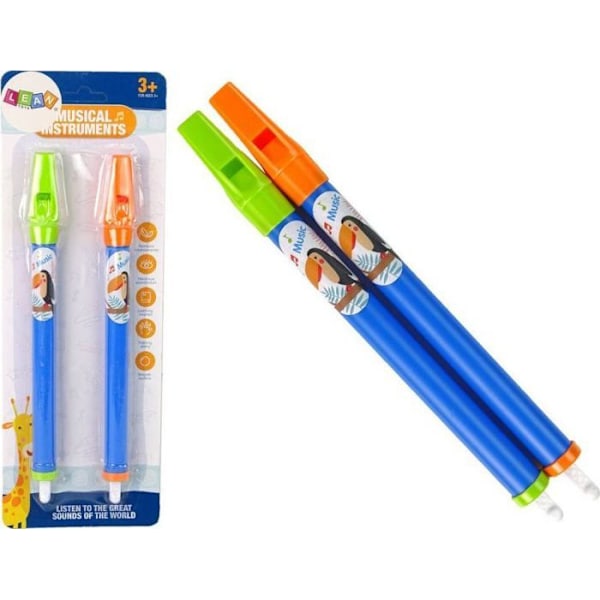Flöjt traversière Leantoys - 10971 - Set med två flöjter för barn Blå djur