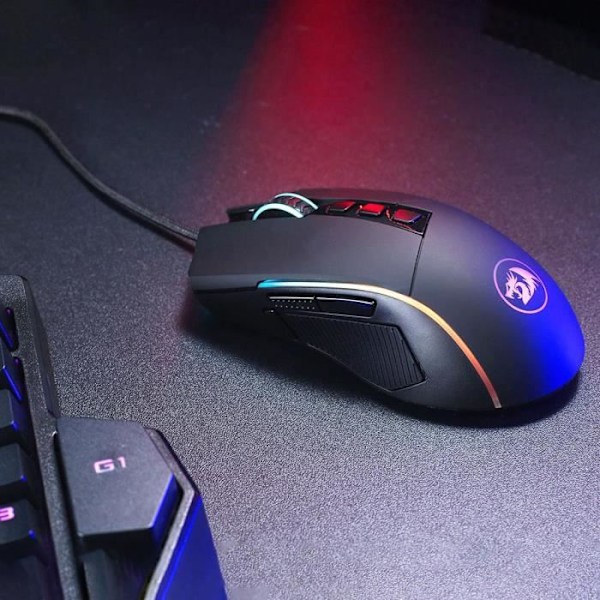 Redragon m721 Pro, Lonewolf 2 Wired Game Mouse, 16000dpi, 8-knapps programmerbar Svart