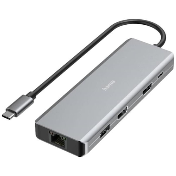 Hama 9-ports USB 3.0-hubb med snabbladdningsport, med USB-C-kontakt, kompatibel med lultra HD grey