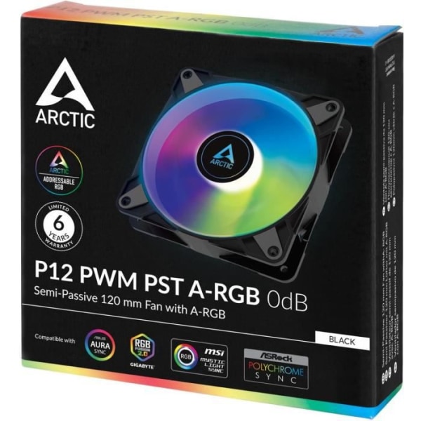 Fläkt för PC -fodral - ARCTIC - P12 PWM PST ARGB - 120 mm LED ARGB -fläkt (ACFAN00231A)