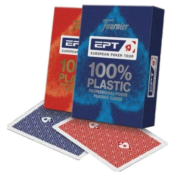 Fournier - 1040724 - EPT European Poker Tour Plast Professional Poker Spelkort Nya (Blå eller Röda)