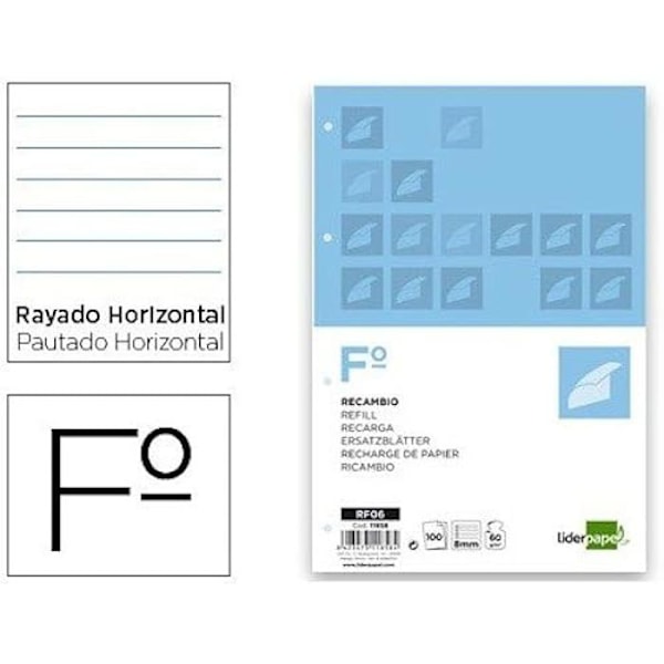 Papier A4 - LIDERPAPEL - 100 ark - 60 g/m2 - Horisontell - 4 hål mångfärgad