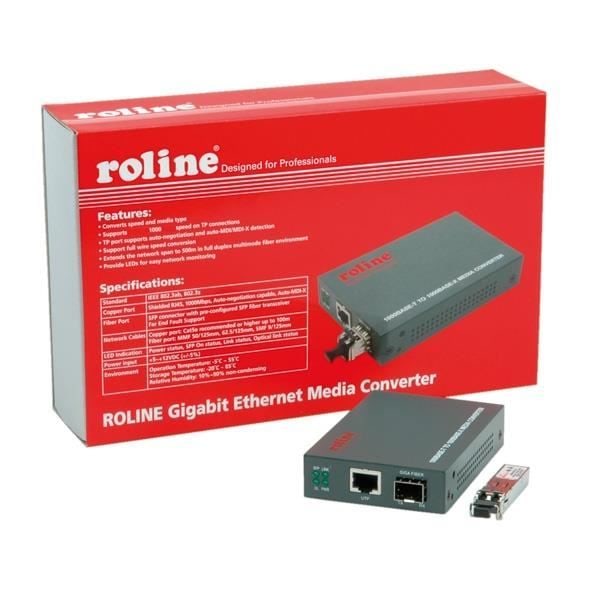ROLINE RC1000SX/LC Gigabit Ethernet Fiberoptisk mediakonverterare - Multi-Mode - IEEE 802.3z