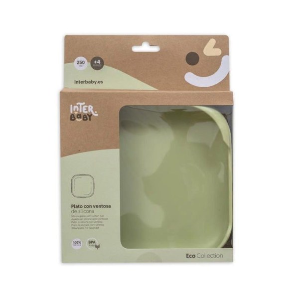 Interbaby Plate - SI005-74 - Grön silikon baby tallrik med sugkopp